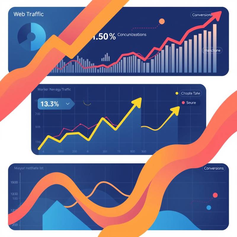 Gráfico que muestra el crecimiento del tráfico web y las conversiones.